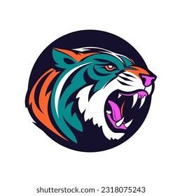 Majestic tiger hand drawn logo illustration capturing strength and beauty. Perfect for bold and fierce brand identities