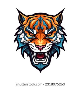 Majestic tiger hand drawn logo illustration capturing strength and beauty. Perfect for bold and fierce brand identities