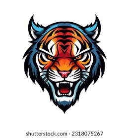 Majestic tiger hand drawn logo illustration capturing strength and beauty. Perfect for bold and fierce brand identities