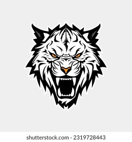 Majestic tiger hand drawn logo illustration capturing strength and beauty. Perfect for bold and fierce brand identities