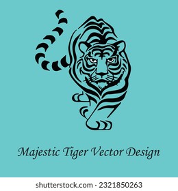 Diseño majestuoso de vectores de tigres - Este majestuoso diseño vectorial de tigres capta el poder crudo y la belleza indomable de estos magníficos grandes felinos