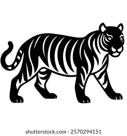 Majestic tiger walking silhouette icon vector design