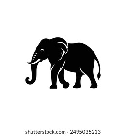 Majestic Trunk Elephant Vector Silhouette