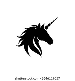 Majestic unicorn head silhouette elegant design.