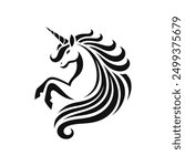 Majestic Unicorn Silhouette Vector – Perfect for Fantasy and Mythical Art Designs