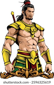 Majestic warrior Gajah Mada illustration.