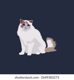 Majestic White Cat Against Black BG Silhouette