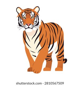 Majestic Wild Tiger Vector Character Isolated on White Background for Conservation and Animal Design