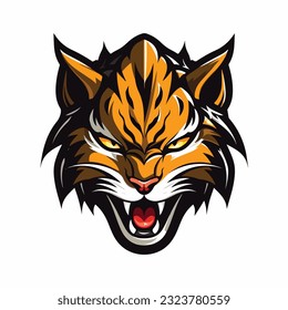 A majestic wildcat mascot, embodying the spirit of a sports team, its muzzle roaring with intensity, showcasing a combination of both duck and wild animal features, with a focused expression and athle
