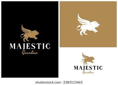 Majestic Winged Lion King logo, Griffin Silhouette Classic Royal Logo Design