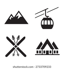 Majestic winter mountain range icon with snowy peaks