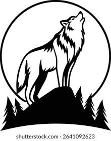 Majestic wolf art logo set of silhouette Vector, art, graphic, vector, design, isolated, icon, animal, silhouette, collection