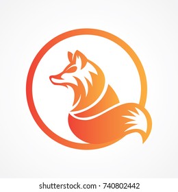 majestic wolf fox in circle elegant logo design