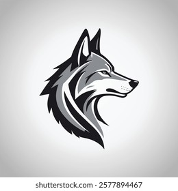 Majestic Wolf Head Logo Design, Black and White Vector Art for Branding, Tattoo, and Wildlife Emblems