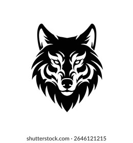Majestic wolf head tribal style black and white.