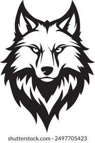 majestätisches Wolf-Logo, Wolf-Logo, Wolf-Logo schwarz und weiß 