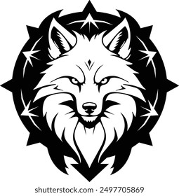 majestätisches Wolf-Logo, Wolf-Logo, Wolf-Logo schwarz-weiß, Emblem Wolf-Logo