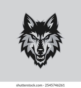 majestic wolf logo, wolf logo, wolf logo black and white with vector design
