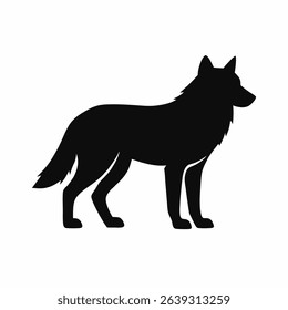 Majestic Wolf Silhouette: A Black and White Vector Illustration of a Wolf in Profile