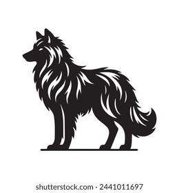 Majestic Wolf Silhouette - Powerful Canine Outline on White Background