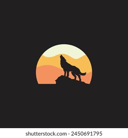 A majestic wolf, silhouetted against a vibrant sunset, expressing the beauty of nature