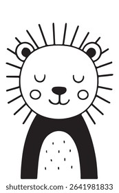 Majestic yet cute lion outline coloring page. Suitable for kids’ crafts, stickers, coloring books, and educational material for classrooms.