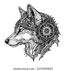 majestically wolf head logo exudes strength, power and a wild spirit. Its fierce gaze and intricate details make it a captivating emblem