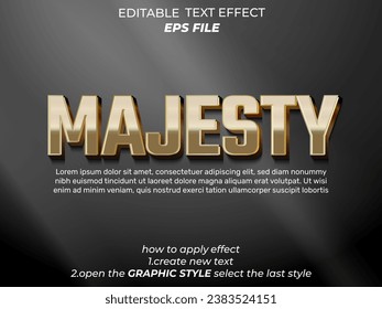 majesty text effect, font editable, typography, 3d text. vector template