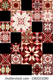 Majolica ethic decoration ceramic tile. Seamless pattern