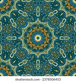 Majolica seamless pattern ethnic design. Kitchen tile ornament repeat square motif. Portuguese craft backdrop. Creative texture patchwork seamless pattern. Ornate tiled spanish style tile.
