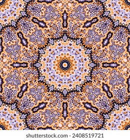Majolica seamless pattern ethnic design. Mosaic tile ornament repeat square motif. Arabesque textile print. Creative texture patchwork seamless pattern. Italian venetian stylized geometry.