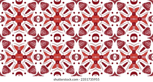 Majolica Vector Pattern. Brown and Orange Sicilian Mosaic.Ethnic Square Tile. Ceramic Background. Watercolor Azulejo Seamless Design. Portuguese Patchwork Ornament. Vintage Talavera Border.