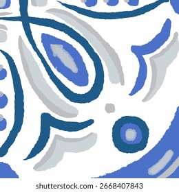 Padrão de vetor Majolica. Fundo de cerâmica. Mosaico Siciliano. Telha Quadrada Étnica. Vintage Talavera fronteira. Aquarela Azulejo Design sem Costura. Ornamento Português Patchwork.