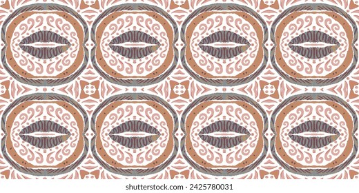 Majolica Vector Pattern. Vintage Talavera Border. Sicilian Mosaic.Ethnic Square Tile. Watercolor Azulejo Seamless Design. Portuguese Patchwork Ornament. Ceramic Background.