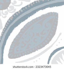 Patrón de vectores de mallica. Acuarela Azulejo Diseño sin Maravillas. Ornamento portugués de trabajo en equipo. Fondo Cerámico. Borde de Talavera Vintage. Mosaico siciliano. Mosaico de Plaza Étnica. Gris y blanco