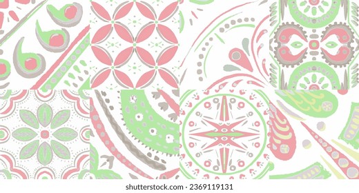 Majolica Vector Pattern. Watercolor Azulejo Seamless Design. Portuguese Patchwork Ornament. Ceramic Background. Sicilian Mosaic.Ethnic Square Tile. Vintage Talavera Border.