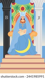 Diseño de la tarjeta del tarot Arcana. Dibujado a mano de dibujos animados lineal estilo plano. La Suma Sacerdotisa