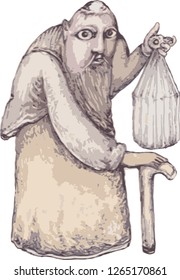 The major arcana tarot card, vintage hand drawn illustration with mystic symbols.  old Marseilles deck.
