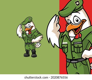 Major Chicken Officer Mascot Cartoon Character