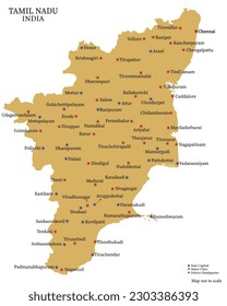 Major cities of Tamil Nadu Pinned on the Tamil Nadu Map