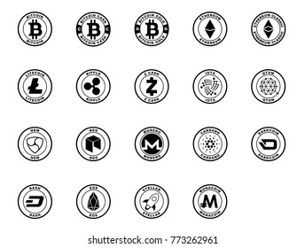 major crypto currency icon set
