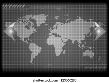 Major currencies on world map - vector business illustration