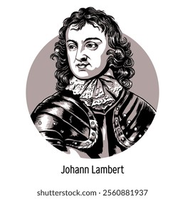 Major General John Lambert was a parliamentary soldier and English military officer, politician. Hand drawn vector illustration