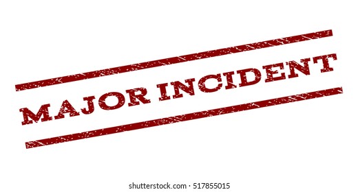 Major Incident watermark stamp. Text tag between parallel lines with grunge design style. Rubber seal stamp with dust texture. Vector dark red color ink imprint on a white background.