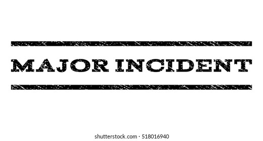 Major Incident watermark stamp. Text caption between horizontal parallel lines with grunge design style. Rubber seal stamp with unclean texture. Vector black color ink imprint on a white background.
