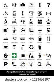 Major public information symbols for Japan / Icon set ( including new added symbols)