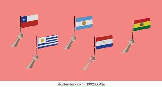 Major Soccer tournament which is taking place at South America. All the flag of the competition participant