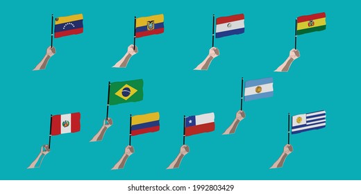 Major Soccer tournament which is taking place at South America. All the flag of the competition participant