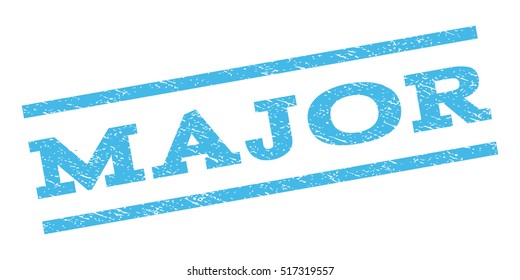 Major watermark stamp. Text caption between parallel lines with grunge design style. Rubber seal stamp with dust texture. Vector light blue color ink imprint on a white background.