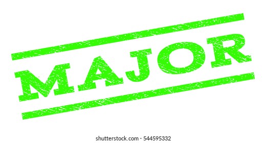 Major watermark stamp. Text caption between parallel lines with grunge design style. Rubber seal stamp with unclean texture. Vector light green color ink imprint on a white background.
